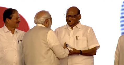 PM Narendra Modi Meets Sharad Pawar On Stage Amid Protests By ...