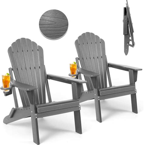 Amazon.com: Plawdlik Folding Adirondack Chair Set of 2,SGS Tested ...