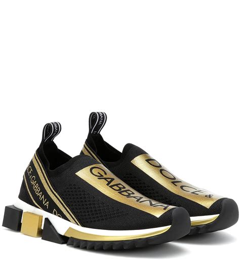 Dolce & Gabbana Stretch Jersey Sorrento Sneakers With Metallic Logo in ...