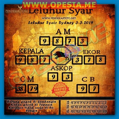 syair sdy minggu 7 mei 2023