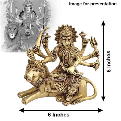 Brass Statue of Mata Durga Sitting with Lion buy online
