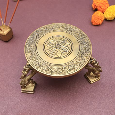 The Advitya | Ritual Chowki with Yali Legs | Brass Pooja Chowki Online