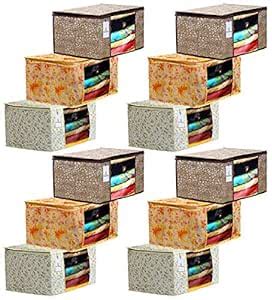 Kuber Industries Metalic Printed 12 Piece Non Woven Fabric Saree Cover ...