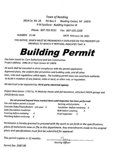 Image result for Building Permit Example