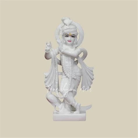 18" Pure White Idol Of Lord Krishna in Makrana Marble