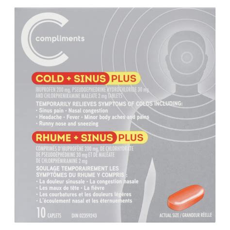 Buy Compliments Cold And Sinus Plus 10 Count | Sobeys Inc.