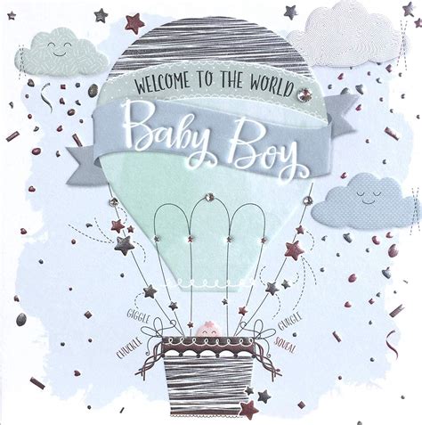 Welcome to the world baby boy handfinished foiled and embossed baby boy ...