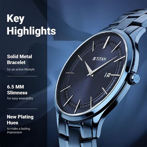 Buy Online Titan Classique Slimline Blue Dial Quartz Analog with Date ...