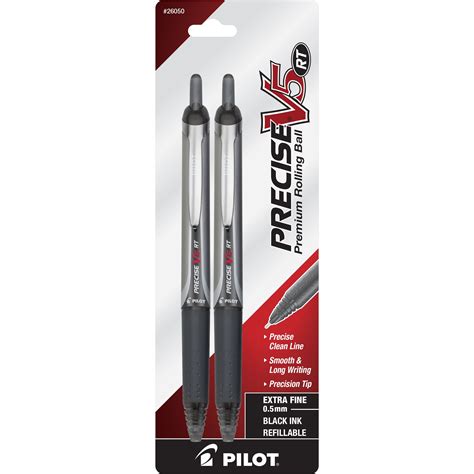 Pilot Precise V5 RT Pens, Extra Fine Point, Rolling Ball, Black Ink, 2 ...