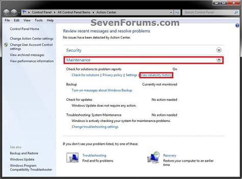 Image result for View All Problem Reports Control Panel