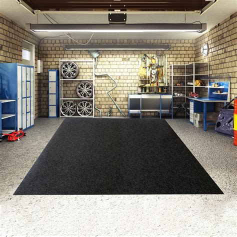 HomeLife Rectangle Garage Floor Mat for Under Car, Dark Grey Garage ...