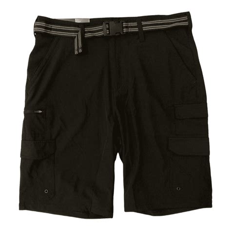 Iron Co Men's Belted Stretch Performance Hybrid Cargo Shorts (Black, 38 ...