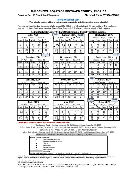 Broward County Schools Calendar 2025 - Download PDF