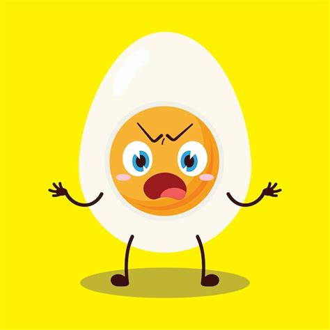Cute why expression of half boiled egg cartoon character | Premium Vector