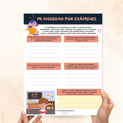 Test Anxiety Worksheet (Spanish Version) – Mental Health Center Kids