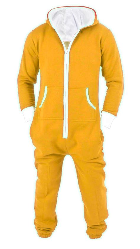 Mens One Piece Pajamas Adult Plain Jumpsuit non Footed Lightweight ...