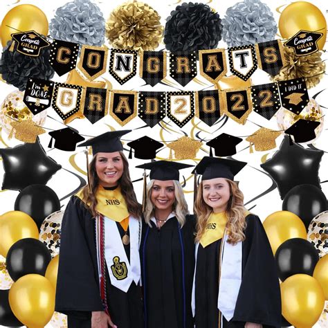 Buy 2022 Graduation Party Decorations- 49 Pcs Black White Gold ...
