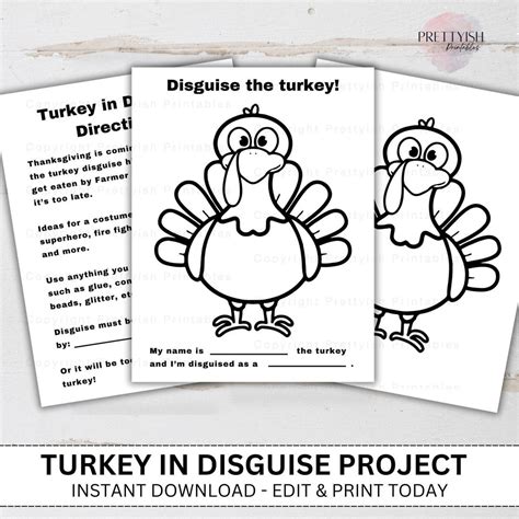 Turkey in Disguise Project, Turkey Printable, Thanksgiving Game, Turkey ...