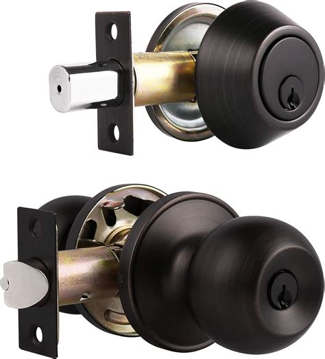 Buy Probrico Door Knob with Single Cylinder Deadbolt Set Oil Rubbed ...