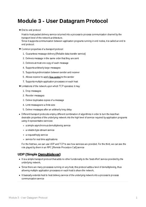 Module 3 - User Datagram Protocol: End-to-End Communication Insights ...