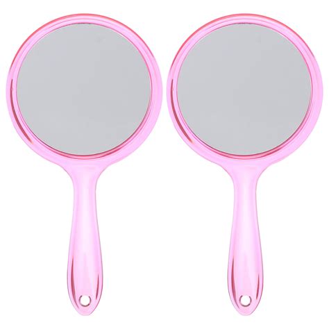 2pcs Double Sided Hand Held Mirrors Magnifying Travel Plastic Makeup ...