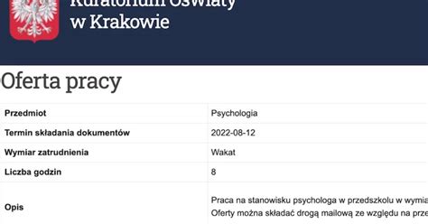 Dużo ofert pracy dla szkolnych psychologów - Limanowa.in