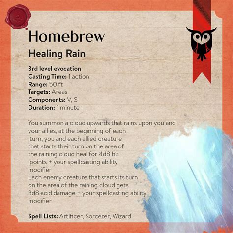Healing Rain 5e Spell | Dnd 5e homebrew, Dungeons and dragons homebrew ...