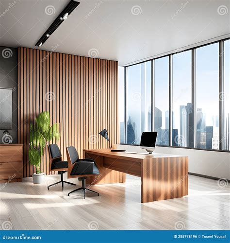 Conference Room with Meeting Table and Chairs and Panoramic City View ...