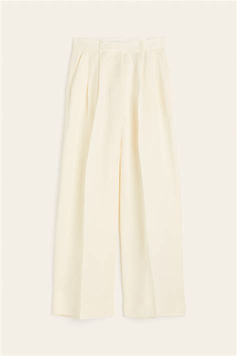 Linen-blend tailored trousers - White - Ladies | H&M IN