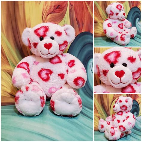 15" Build a Bear Valentines Day Teddy Plush Red Pink Hearts Stuffed ...