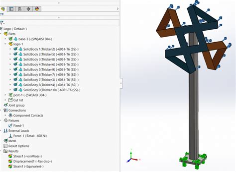 SolidWorks 2020 Simulation Z Deflection 的图像结果