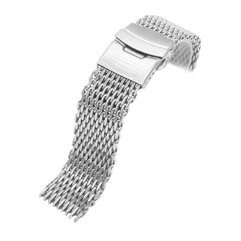 Stainless Steel Shark Mesh Watch Band Strap Accessories 18 20 22 24mm ...