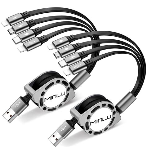 Amazon.com: MINLU Multi Charging Cable 4A, 2Pack 4Ft Retractable Multi ...
