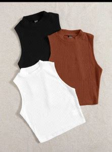 RKK COLLECTIONS Casual Solid Women Black, Brown, White Top - Buy RKK ...