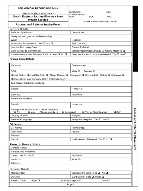 Access and Referral Intake Doc Template | pdfFiller