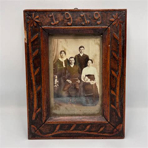 1919 Antique Family Portrait Photo Wooden Frame Collectible Historical ...