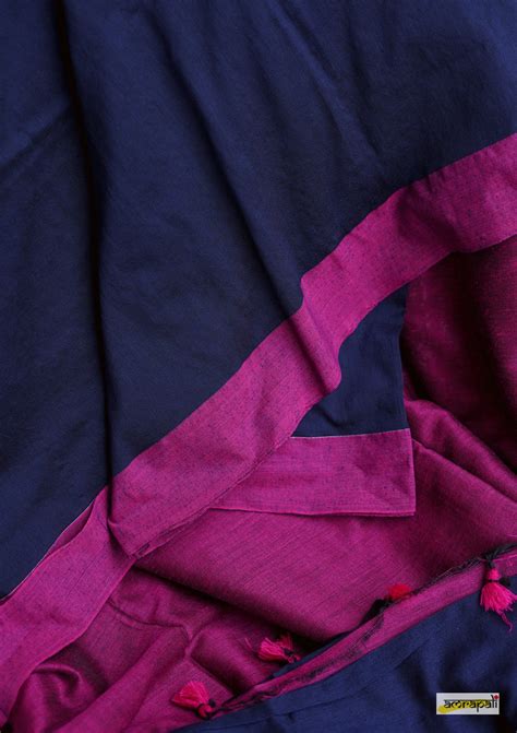 Dark Blue Colorblock Cotton with Pompoms – Amrapali Boutique