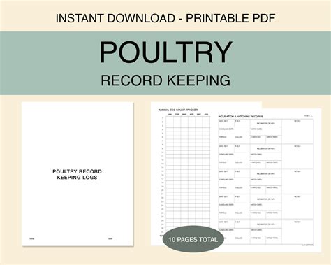 Poultry Record Keeping Log Printable PDF Farm Homestead Etsy De ...