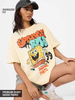 Buy The Souled Store Official Spongebob Meh Women Oversized Printed T ...