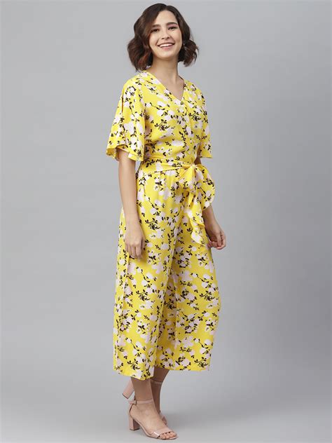 Women's Yellow Colour Floral Jumpsuit – Stylestone