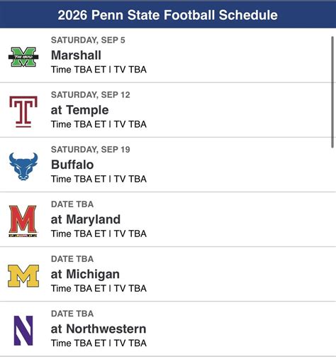 Penn State Fall 2026 Calendar - 2026 Printable Calendar