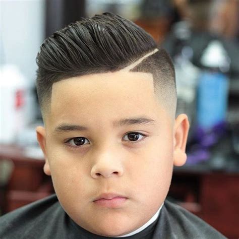 Boy Faded Pompadour With Line-up haircuts for toddler boy | Kids hair ...