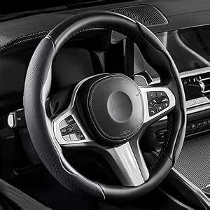 CARIZO Steering Wheel Cover Nappa Leather Grips (Black) Breathable ...