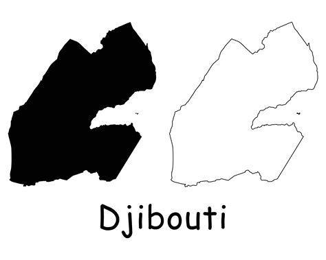 Map of Djibouti, Djibouti Map, Black White Detailed Solid Outline ...