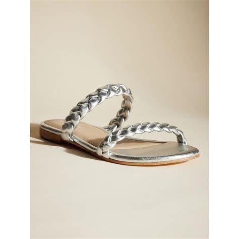 Buy Peach Flores Women Silver Braided Leather Flats Online