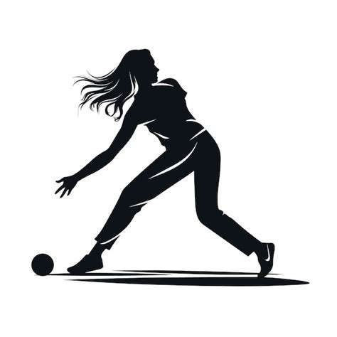 Premium Vector | Girl playing bowling sport silhouette