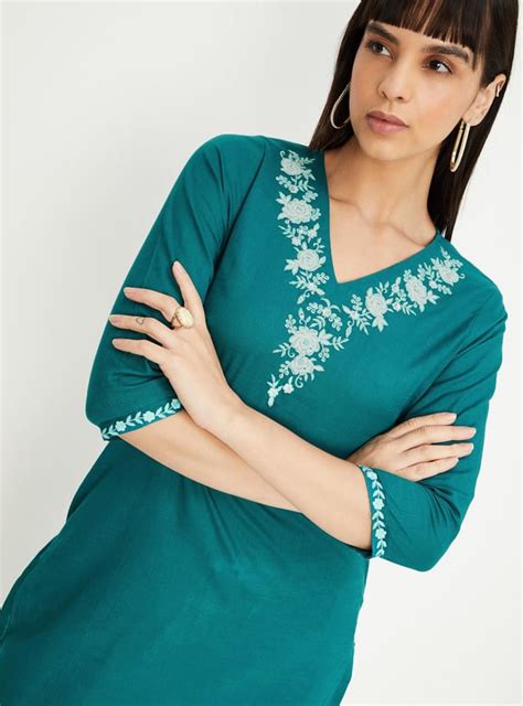 Buy Women Embroidered Straight Kurta Online at just Rs. 599.0 ...