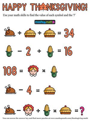 Image result for Thanksgiving Math Activity