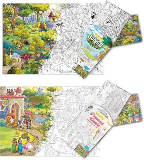 GIANT JUNGLE SAFARI COLOURING Charts and GIANT PRINCESS CASTLE ...