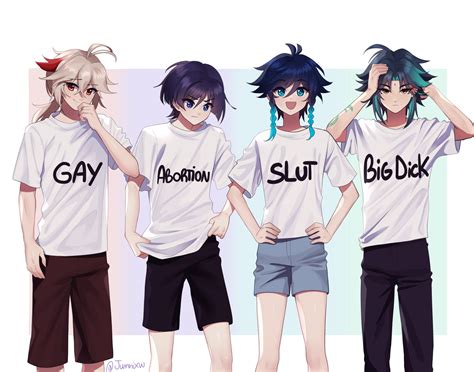 scaramouche, venti, xiao, and kaedehara kazuha (genshin impact and 1 more) drawn by annidrw ...